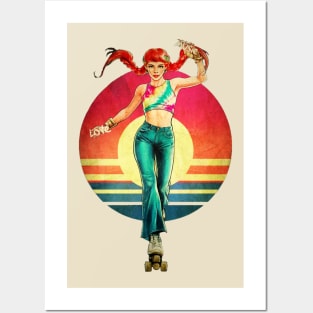 Rollergirl loves music Posters and Art